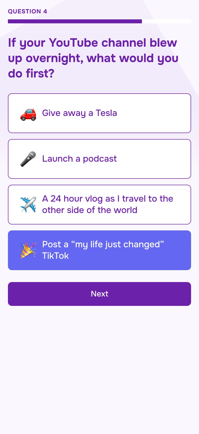 Quiz lead magnet example showing personalized recommendation quiz